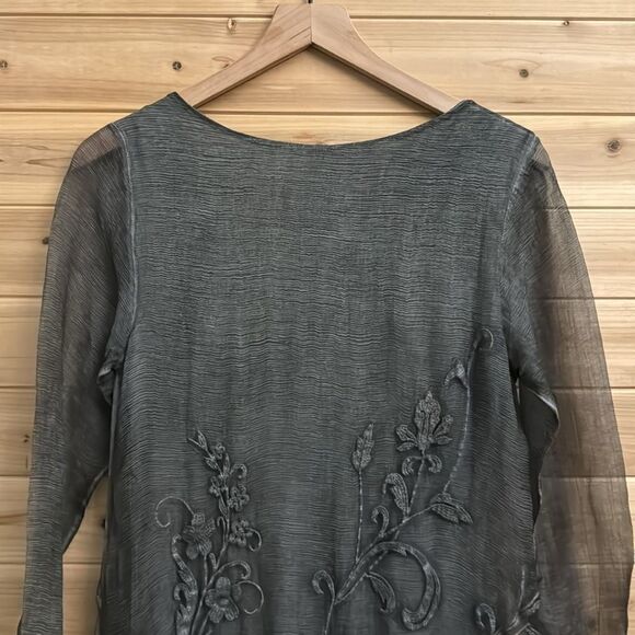 Soft Surroundings Size XSmall 100% Silk Lagenlook Embroidered Dress - Picture 9 of 12